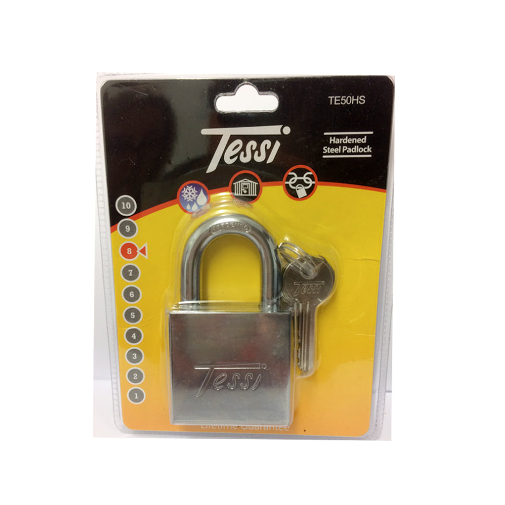 Tessi 50mm Hardened Steel Chrome Plated Padlock | TE50HS