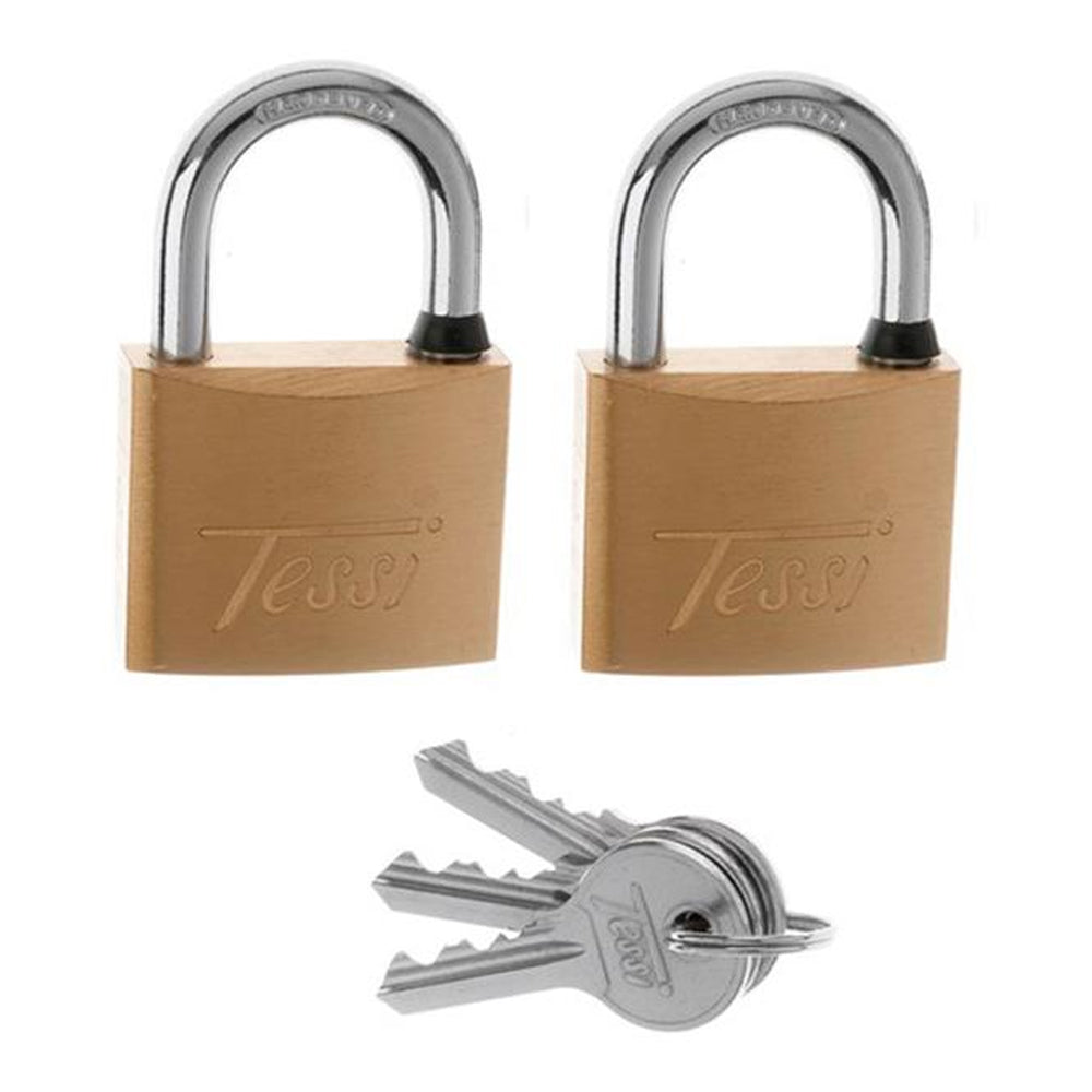 Tessi Solid Brass Padlocks Key A Like 30mm Twin Pack | TE30T