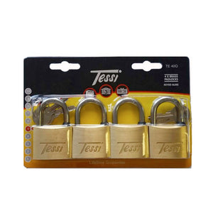 Tessi 40mm Keyed Alike Solid Brass Padlock 4 Pack | TE40Q