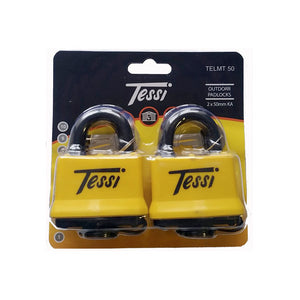 Tessi 50mm Thermo Laminated Steel Keyed Alike Padlock Twin Pack | TELM50T