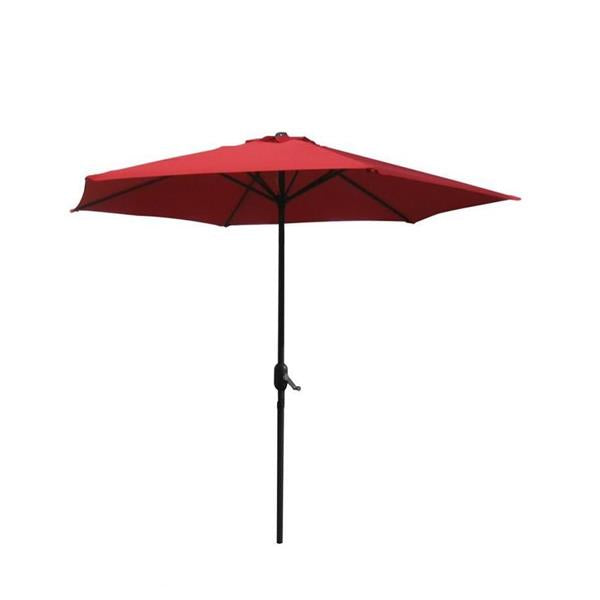 Aluminium Wind Up Garden Parasol 2.7m Crank & Tilt - Red