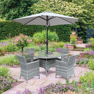 Capri 4 Seater Round Rattan Garden Furniture Set - 1.1 Metre Table