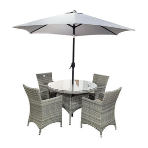 Capri 4 Seater Round Rattan Garden Furniture Set - 1.1 Metre Table