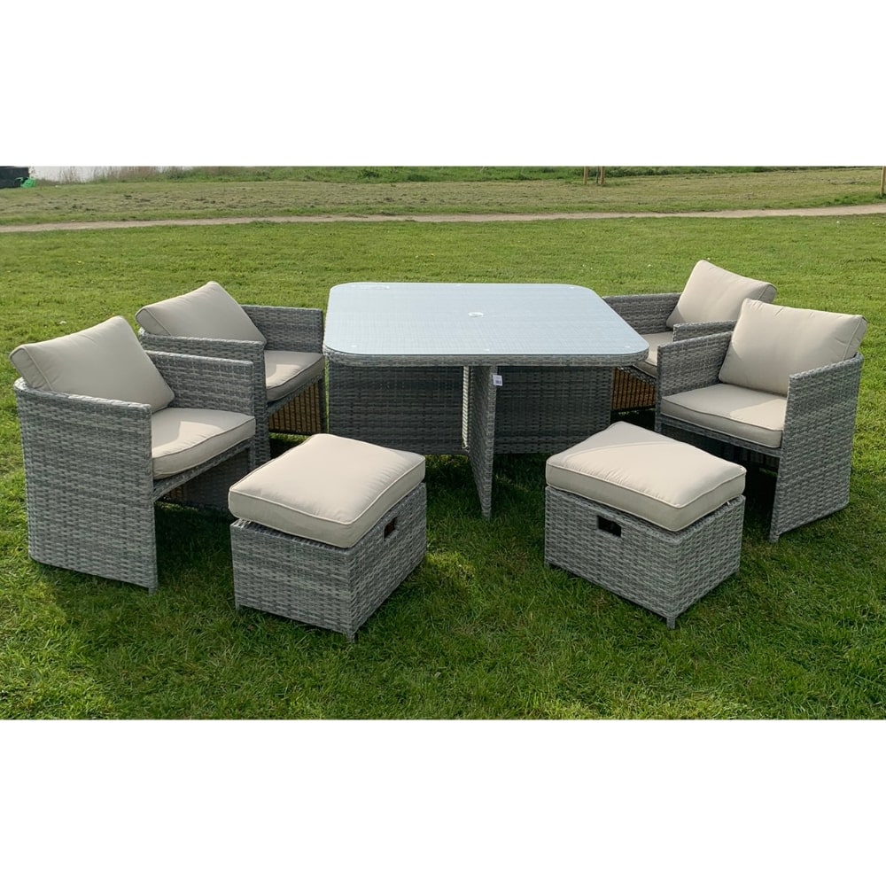 Capri 4 + 4 Seater Rattan Cube Garden Furniture Set | 241358