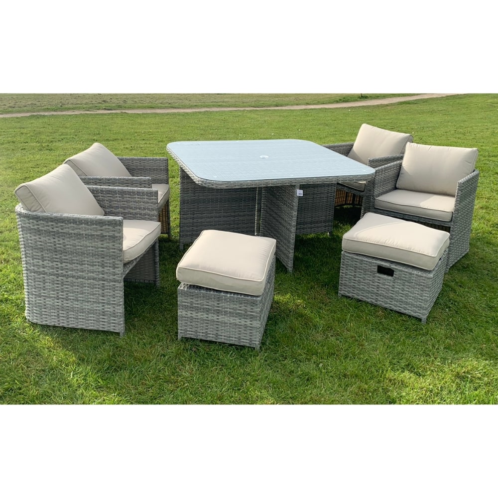 Capri 4 + 4 Seater Rattan Cube Garden Furniture Set | 241358