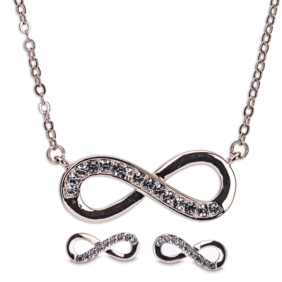 Newgrange Living Infinity Necklace and Earring Set - Rose Gold | 600002