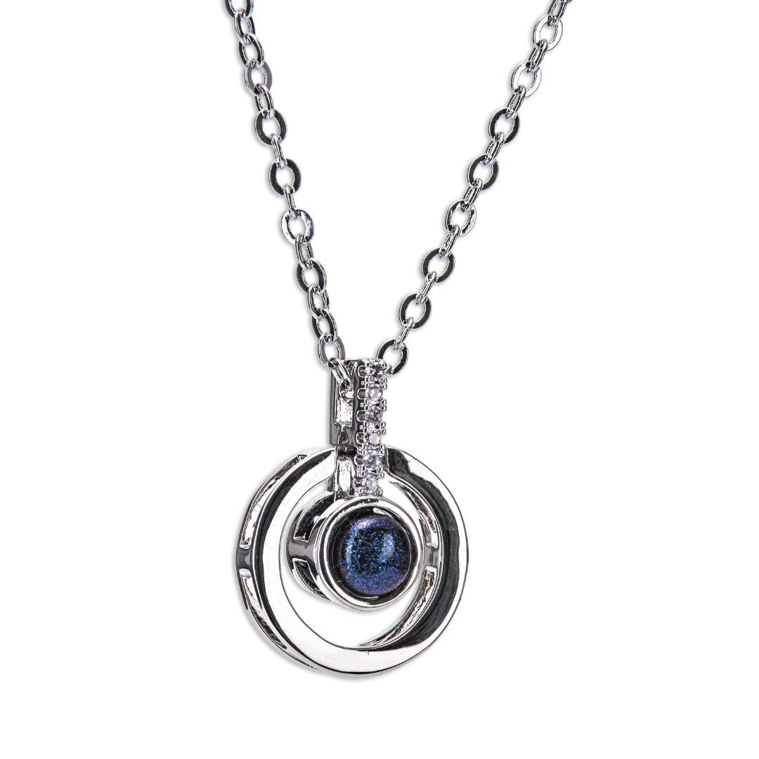 Newgrange Living Diamante Blue Stone Necklace - Silver | 600011