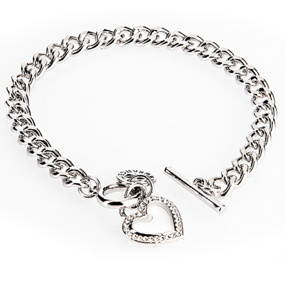 Newgrange Living Diamante Heart Toggle Bracelet - Silver | 600037