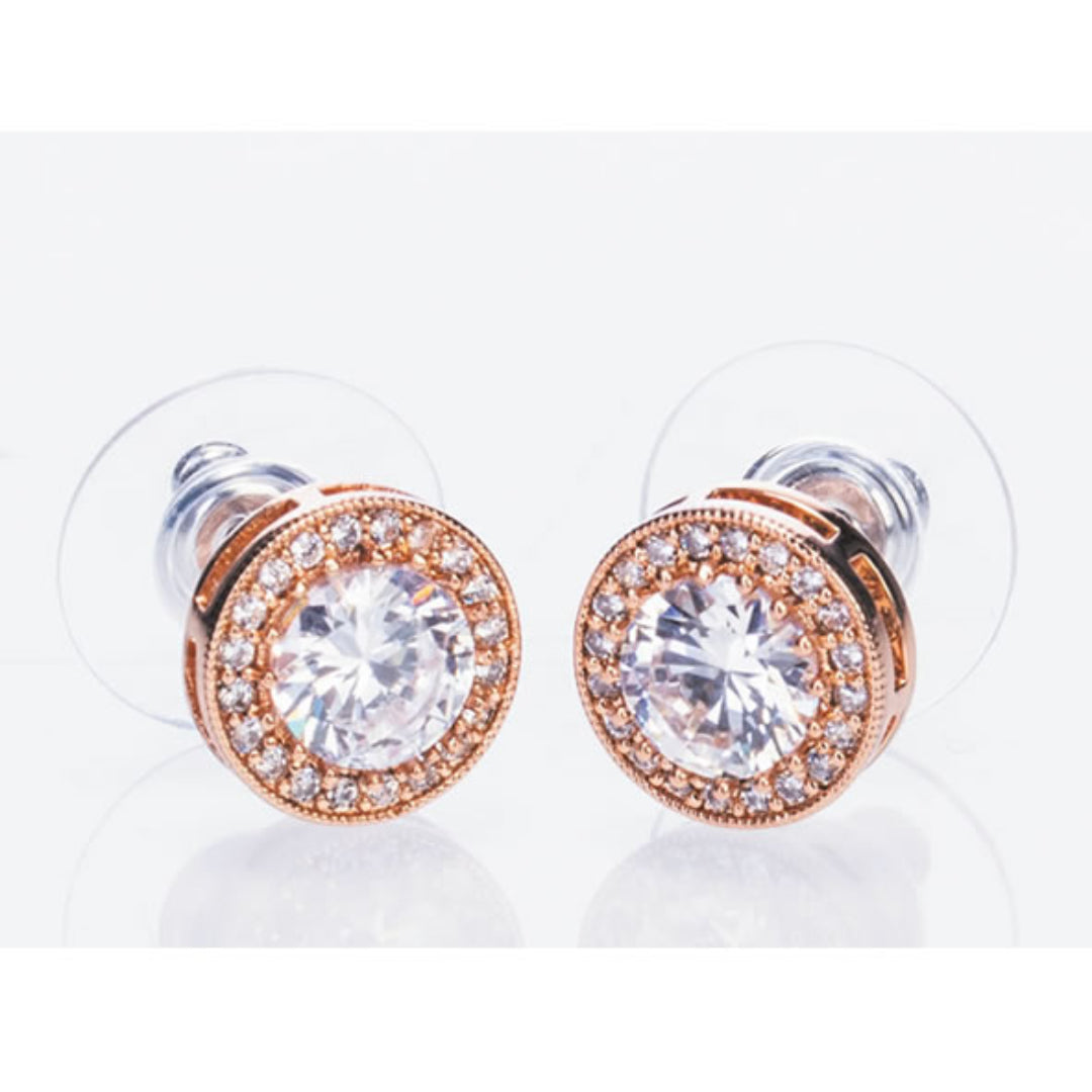 Newgrange Living White Stone & Diamante Earrings - Rose Gold | 600042