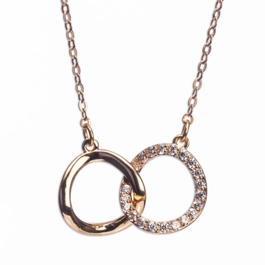 Newgrange Living Interlocking Diamante Rings Necklace - Rose Gold | 600045