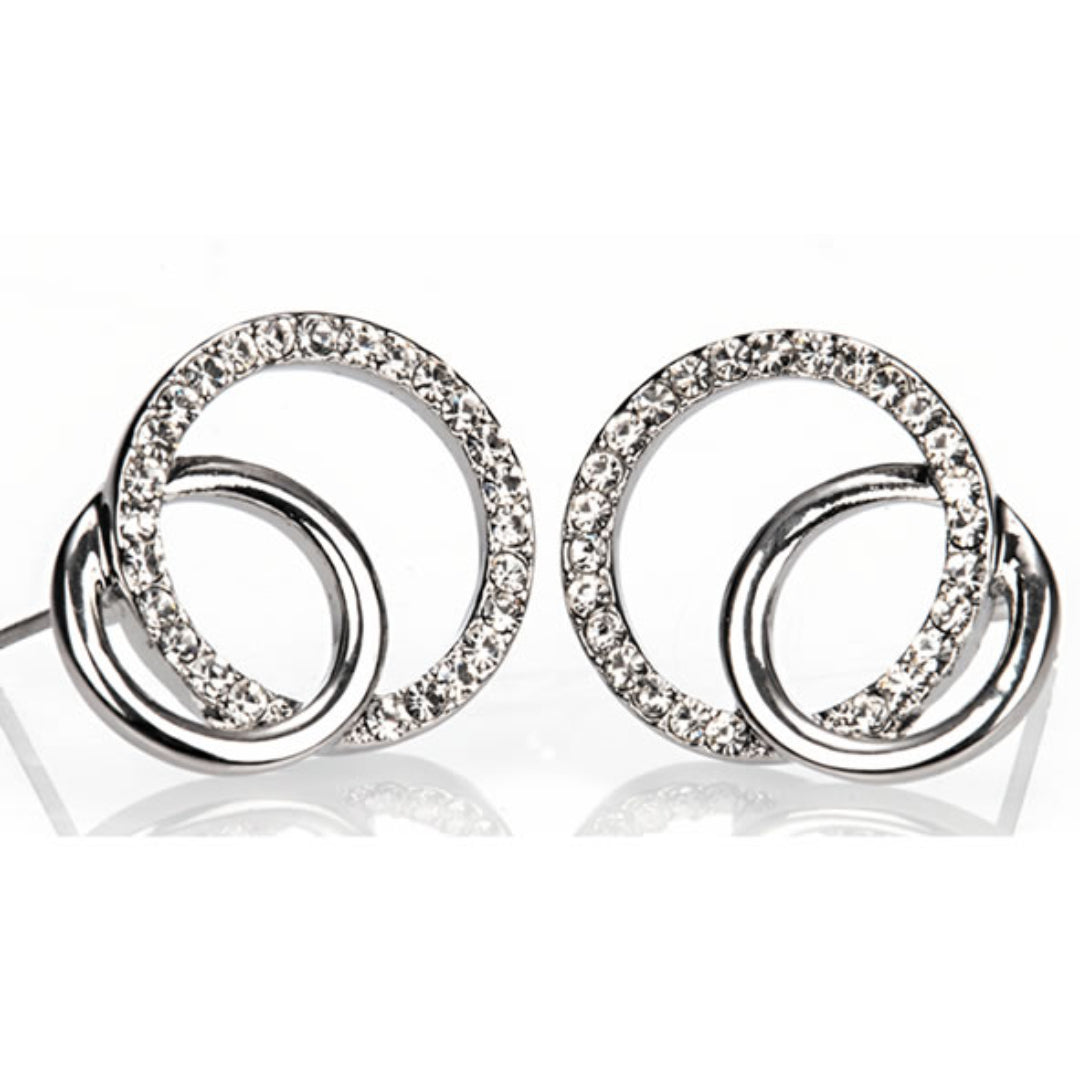 Newgrange Living Diamante Loop Earrings - Silver | 600048