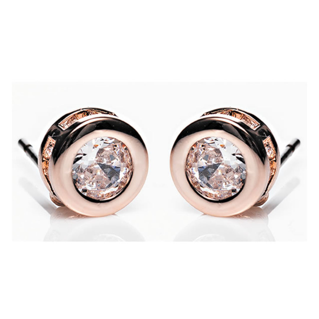 Newgrange Living Large White Stone Earrings - Rose Gold | 600071