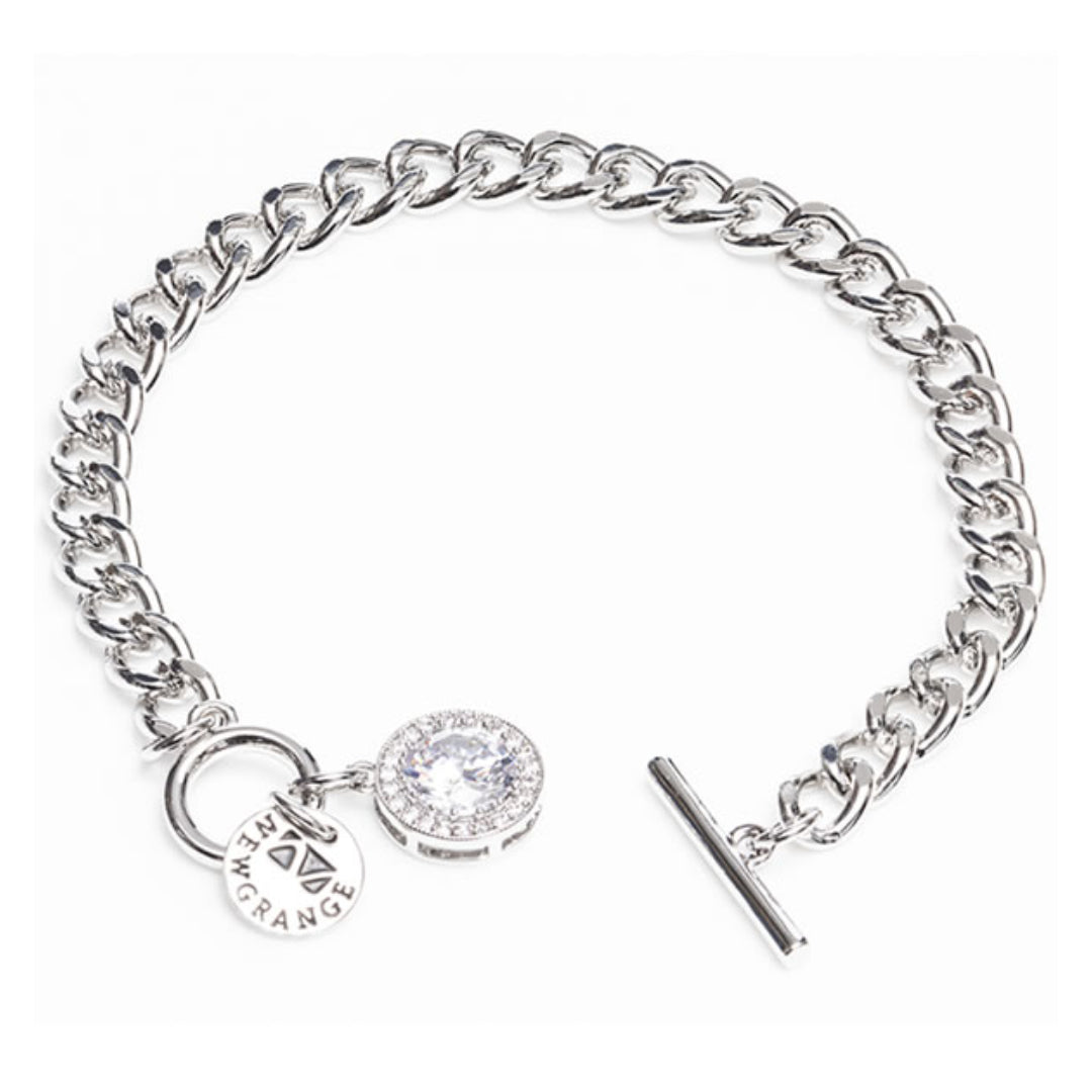 Newgrange Living White Stone and Diamante Bracelet - Silver | 600076