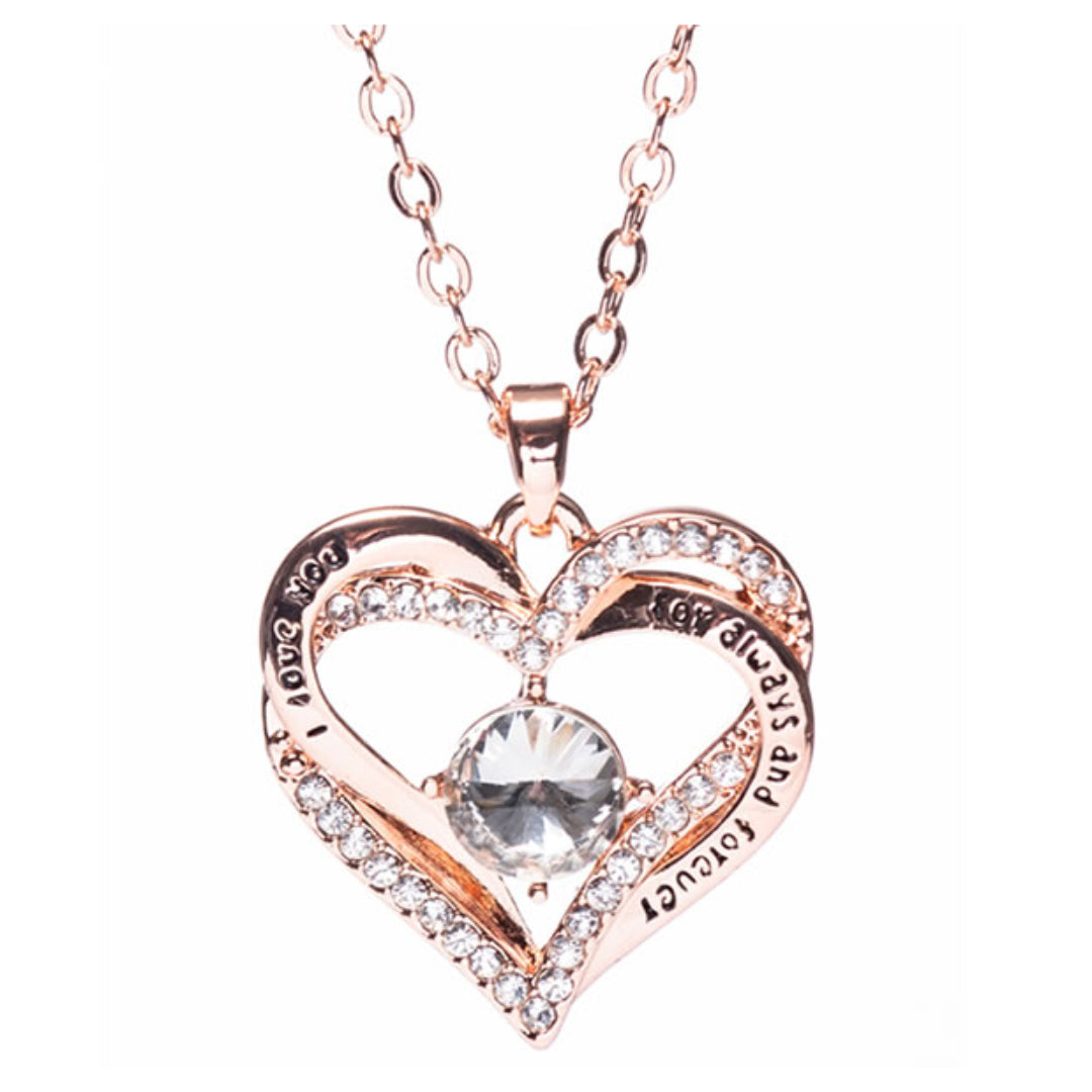 Newgrange Living Heart with Stone Pendant - Rose Gold | 600078