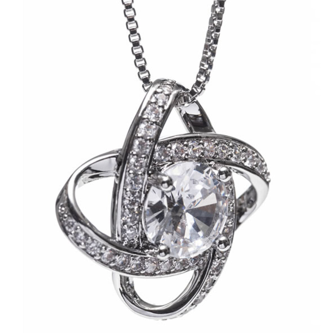 Newgrange Living Interlocking Diamond Ring with Stone Pendant - Silver | 600083