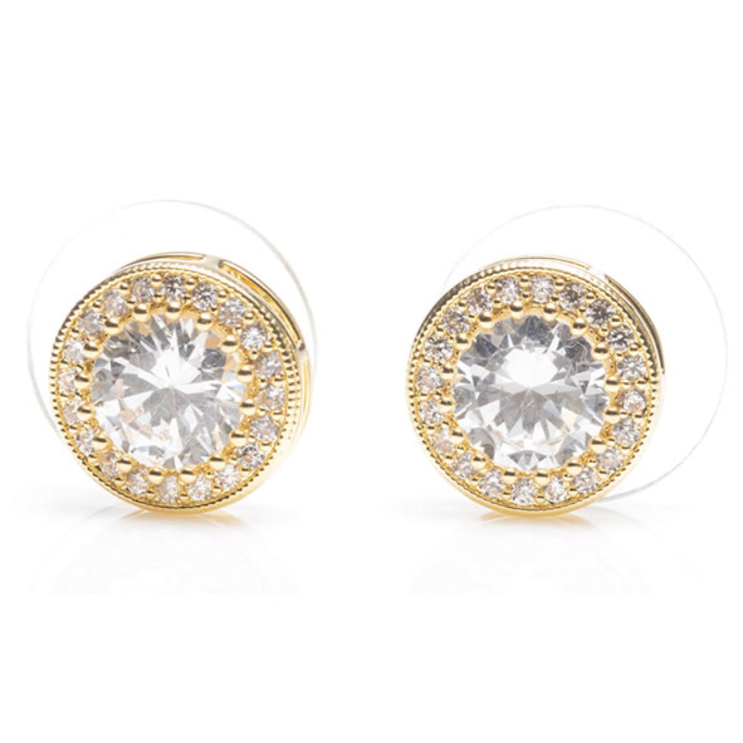 Newgrange Living Large White Stone Earrings - Gold | 600325