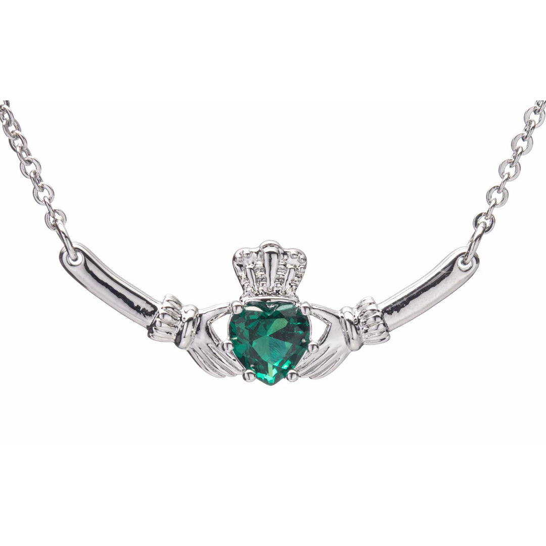 Newgrange Living Claddagh Pendant with Green Diamond - Silver | 600338