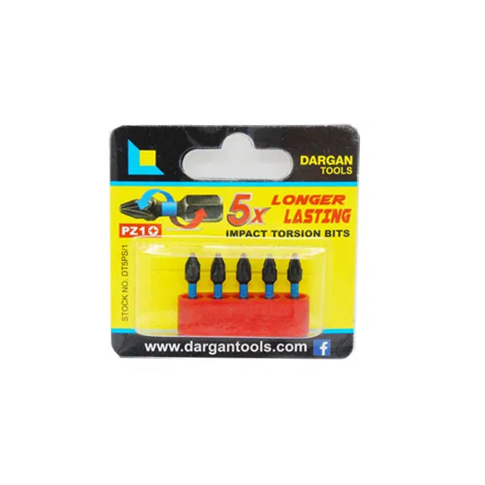 Dargan 5 Piece Pozi 1 PZ1 Torsion Bit Set | DT5PS/1