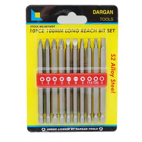 Dargan 10 Piece Long Reach bit Set 100mm | SD10/DT
