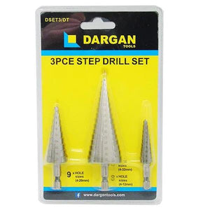 Dargan Step Drill Bit Set 3 Piece (Cone Stepped Bits) | DSET3/DT
