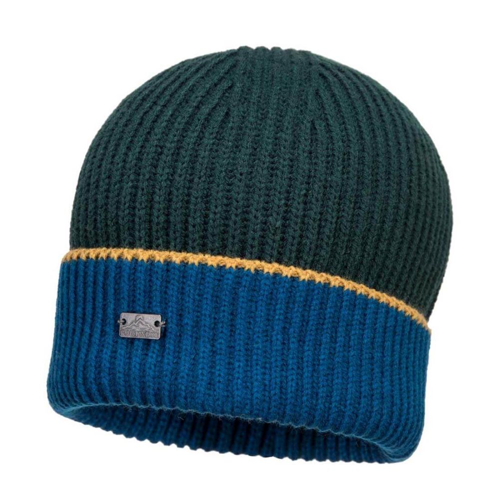 Portwest Glenveagh Beanie Hat - Navy/Green | MP31NAG