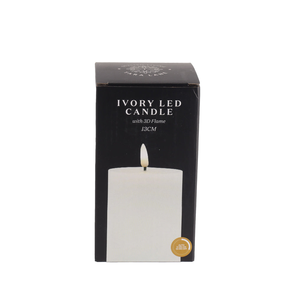 Tara Lane 3D Flame LED Battery Candle 13cm with Timer - Ivory | TL5616