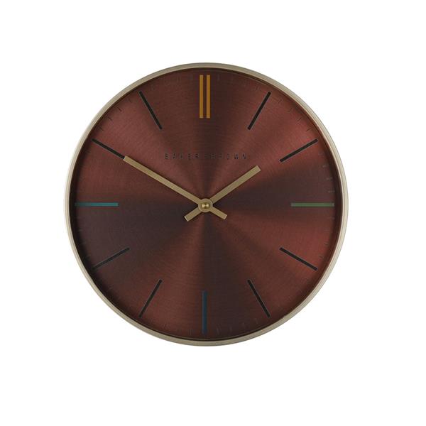 Tara Lane Baker and Brown Metallic Wall Clock 30cm - Red | TL5998