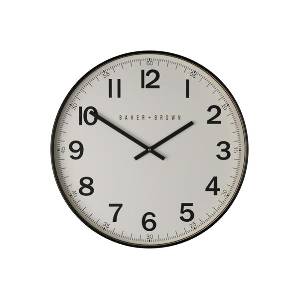 Tara Lane Baker and Brown Station Wall Clock 50cm - White | TL6004