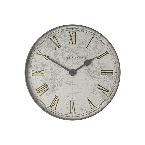 Tara Lane Baker and Brown Atlas Wall Clock 50cm - White | TL6007