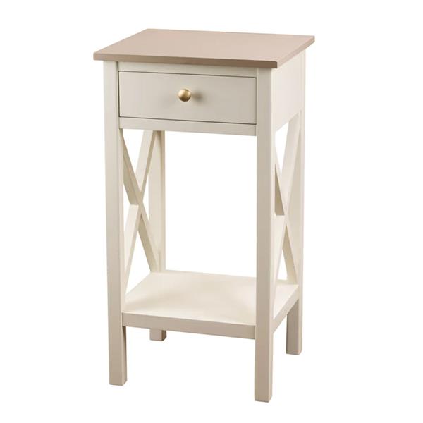 Tara Lane Reno 1 Drawer Accent Table - Natural / White | TL6307