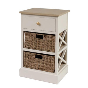 Tara Lane Reno 1 Drawer 2 Basket Unit - Natural / White | TL6310