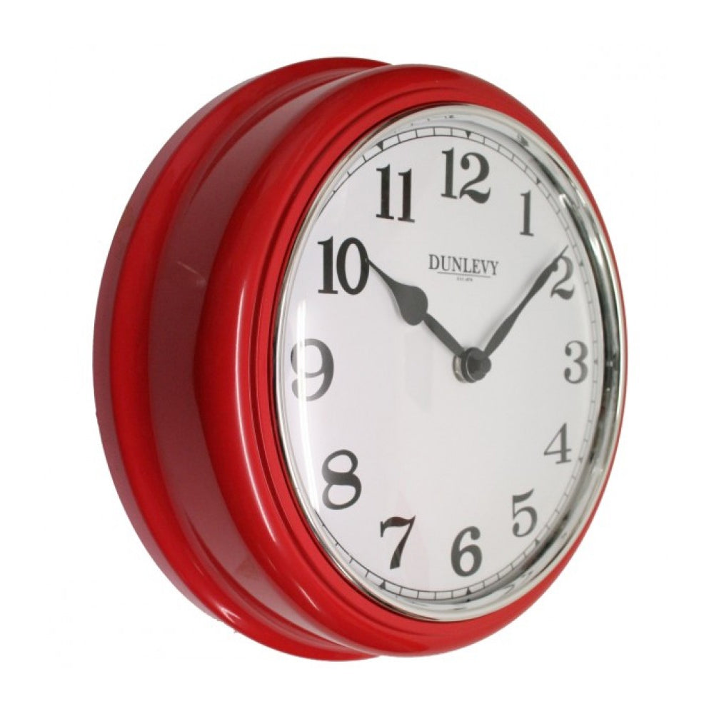 Dunlevy 10" Deep Plastic Wall Clock - Red | CL2001R