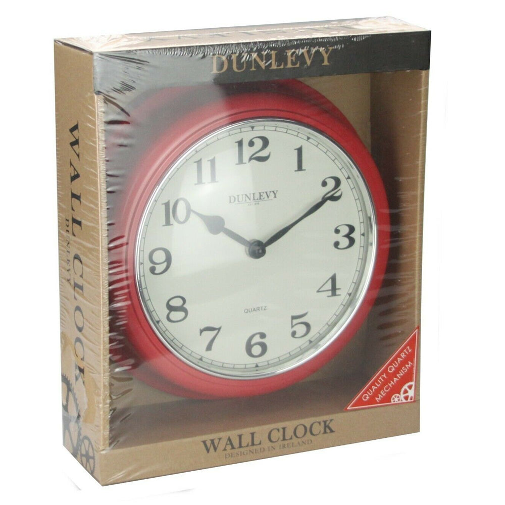 Dunlevy 10" Deep Plastic Wall Clock - Red | CL2001R