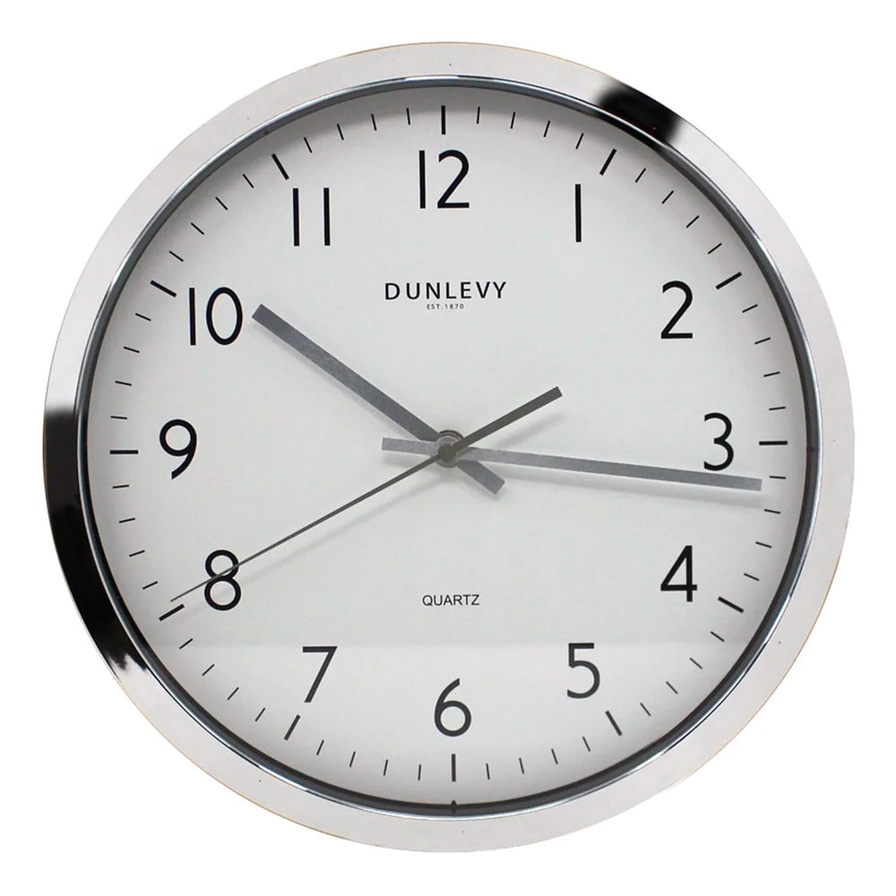 Dunlevy 12" Simple Wall Clock - Chrome | CL2004CR