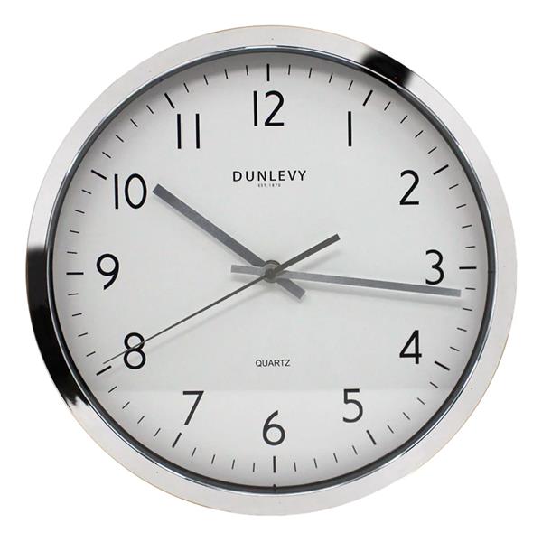 Dunlevy 12" Simple Wall Clock - Chrome | CL2004CR