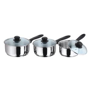 Saucepan Set 3 Piece with Lids - Stainless Steel | STA9900A