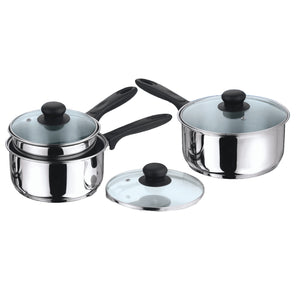 Saucepan Set 3 Piece with Lids - Stainless Steel | STA9900A