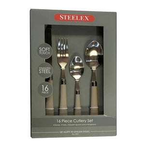 Steelex 16 Piece Cutlery Set Soft Touch - Taupe | C3016T