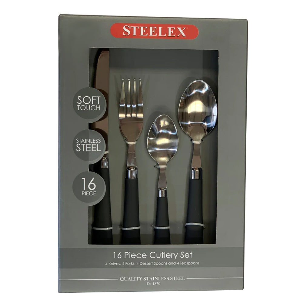 Steelex 16 Piece Cutlery Set Soft Touch - Grey | C3016G