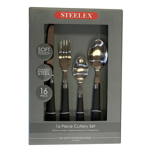 Steelex 16 Piece Cutlery Set Soft Touch - Grey | C3016G