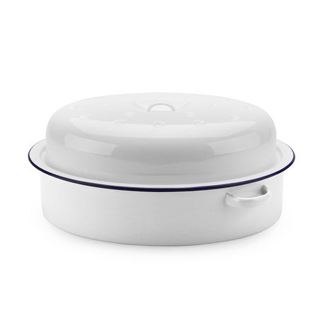 Falcon Oval Enamel Roaster 30Cm - Blue And White | En3356