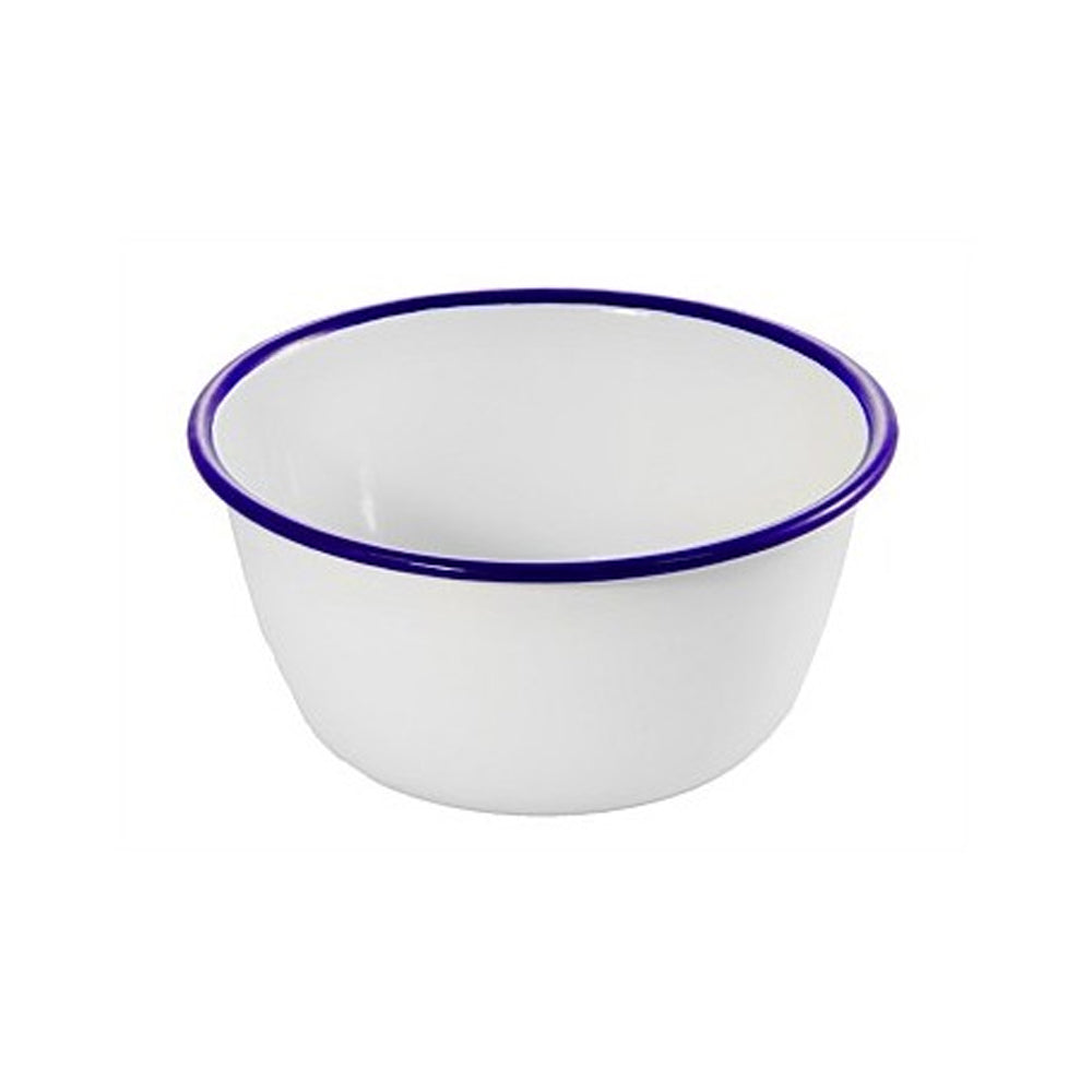 Falcon 16cm Enamel Pudding Bowl with Blue Rim | EN0516