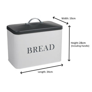 Lift Lid Bread Bin 34cm - White with Grey Lid | TE1006