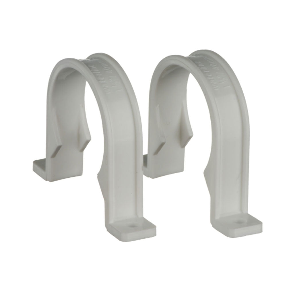 Easi Plumb 40mm Waste Pipe Fitting Clips Pack of 2 | EP40PCW