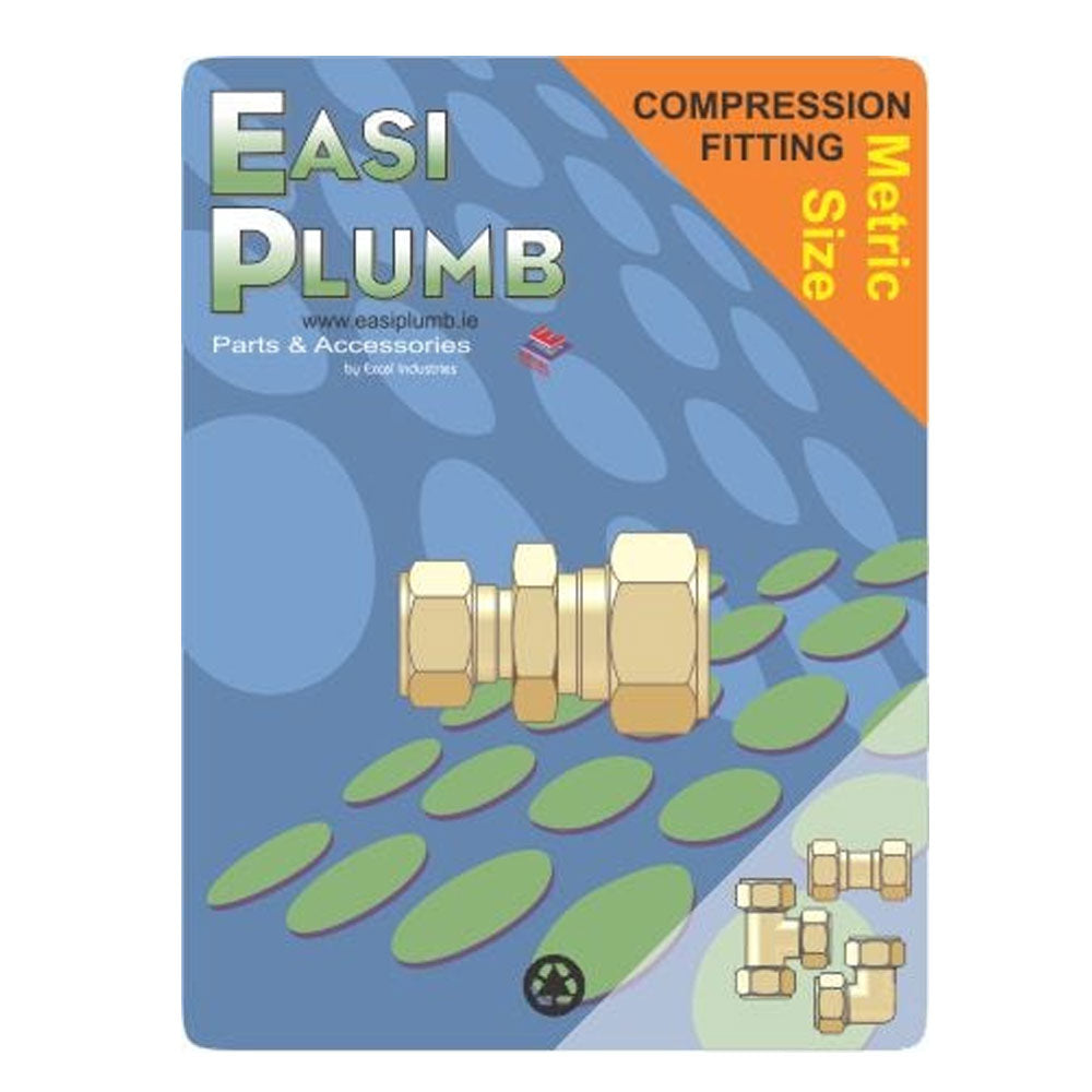 Easi Plumb Brass Fittings Compression Straight Reducing Coupler 10mm x 15mm 610 | EP15X1010