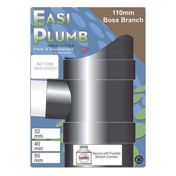 Easi Plumb Boss Branch 40mm x 4" - Black | EPS40BB