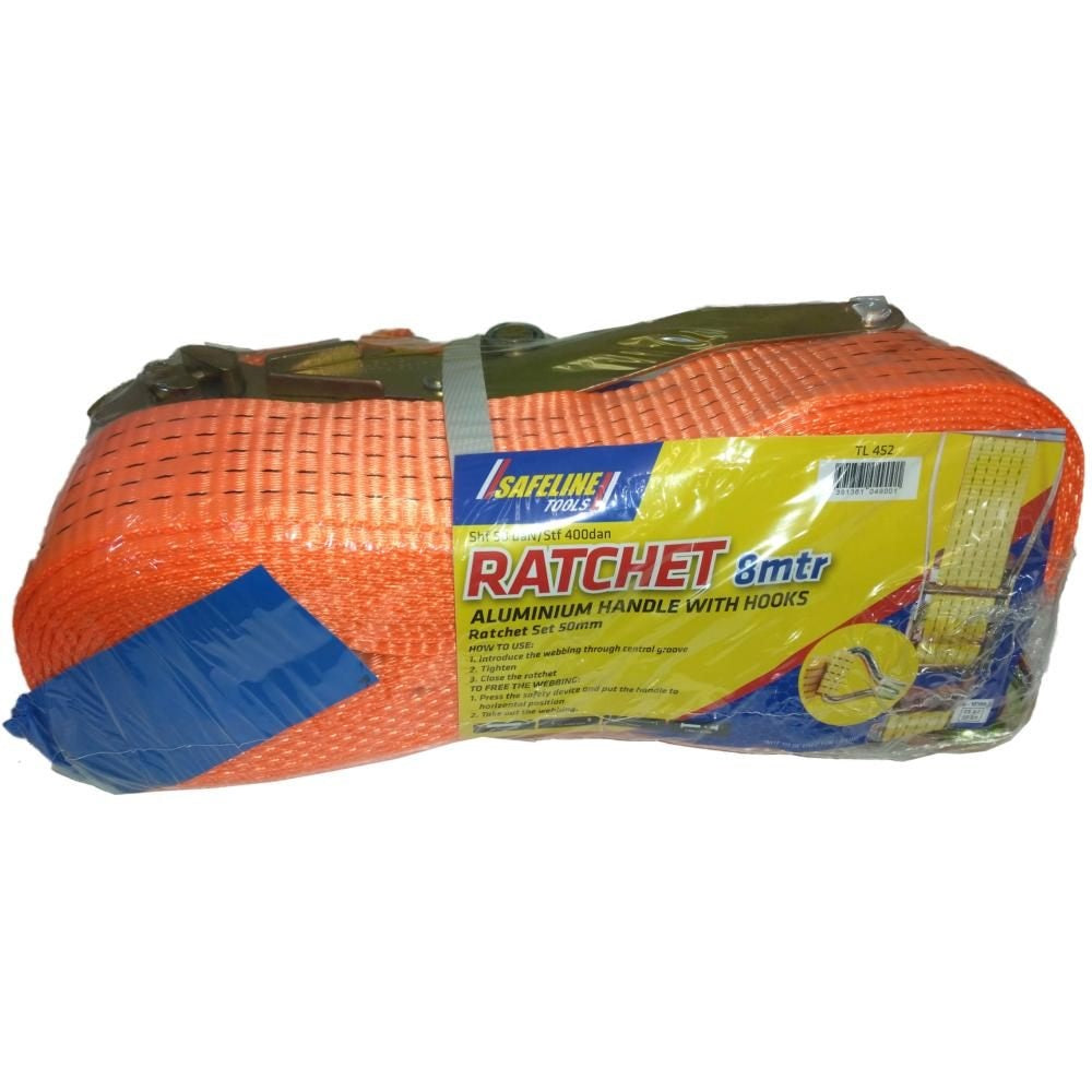 Safeline 5 Tonne Ratchet Tie Down Strap 8 Metre x 50mm