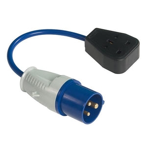 Pony Lead 16 Amp Single Socket Plug (Blue Plug to 3 Pin Plug)