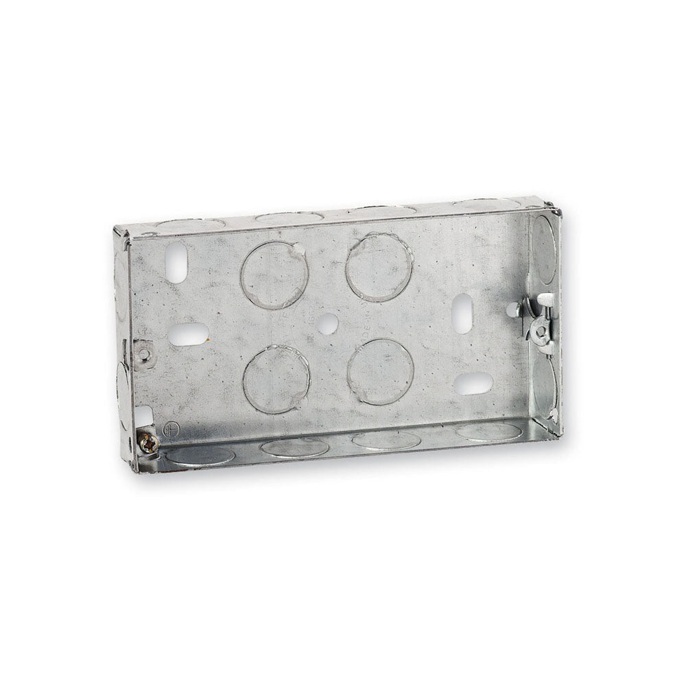 Powermaster 2 Gang 25mm Flush Metal Double Socket Box | 1523-20