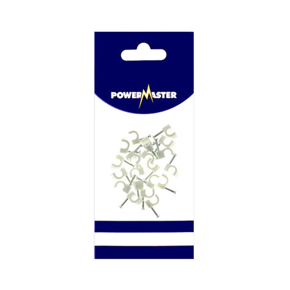 Powermaster 5mm Cable Clips 20 Pack - White | 1369-12